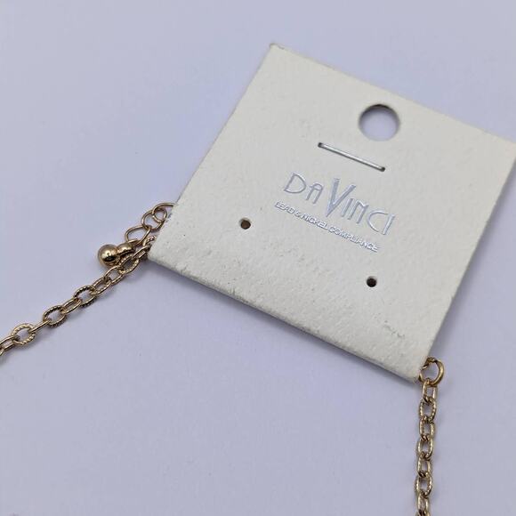 Gold Square Stone Statement Necklace Brown Yellow Orange Da Vinci Adjustable - Picture 2 of 5